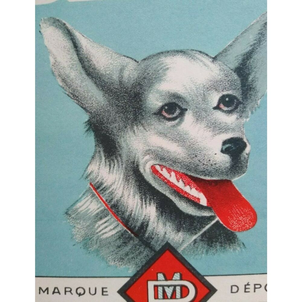 Quinquina Jimmy Vintage 1920s Wine Litho Label Silvery Grey Dog Artwork Original